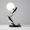 Dekoracyjna lampka stołowa LED platyna okrągła designerska na komodę Resonance MOD482TL-L6PT3K Maytoni